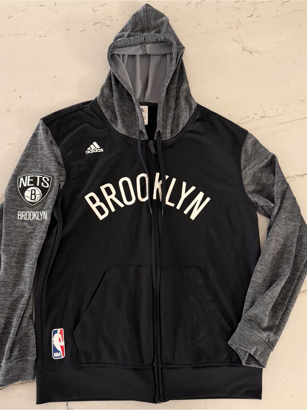 Brooklyn Nets Jacket Mens Medium Black NBA Basketball Adidas Authentics Full Zip